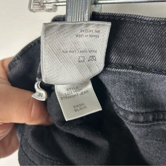 Reformation Liza High Rise Straight Jeans Black Denim size 30 Dark Wash Denim - Picture 7 of 8